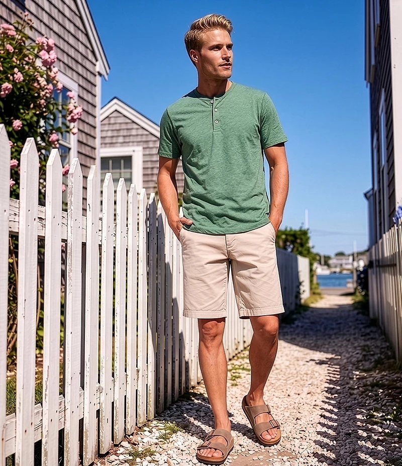 Roundtree & Yorke Solid Cloud Short Sleeve Henley Shirt