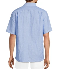 Roundtree & Yorke Short Sleeve Solid Linen Blend Button Front Sport Shirt