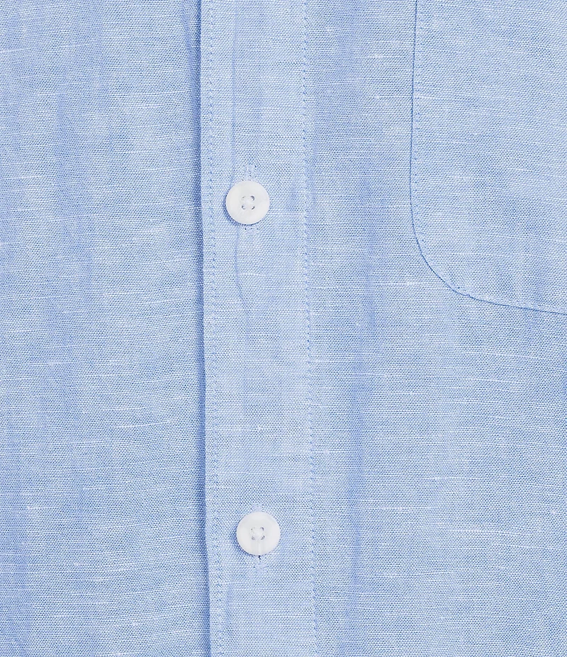 Roundtree & Yorke Short Sleeve Solid Linen Blend Button Front Sport Shirt