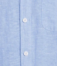 Roundtree & Yorke Short Sleeve Solid Linen Blend Button Front Sport Shirt