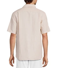 Roundtree & Yorke Short Sleeve Solid Linen Blend Button Front Sport Shirt