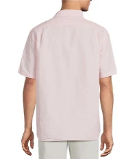 Roundtree & Yorke Short Sleeve Solid Linen Blend Button Front Sport Shirt