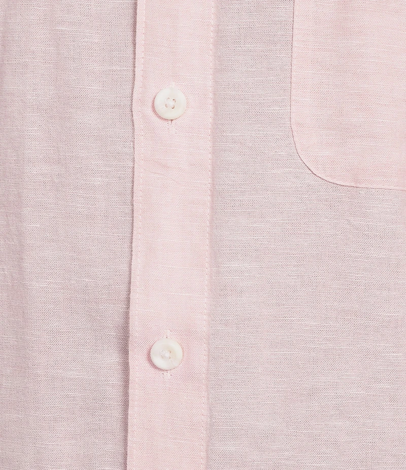 Roundtree & Yorke Short Sleeve Solid Linen Blend Button Front Sport Shirt