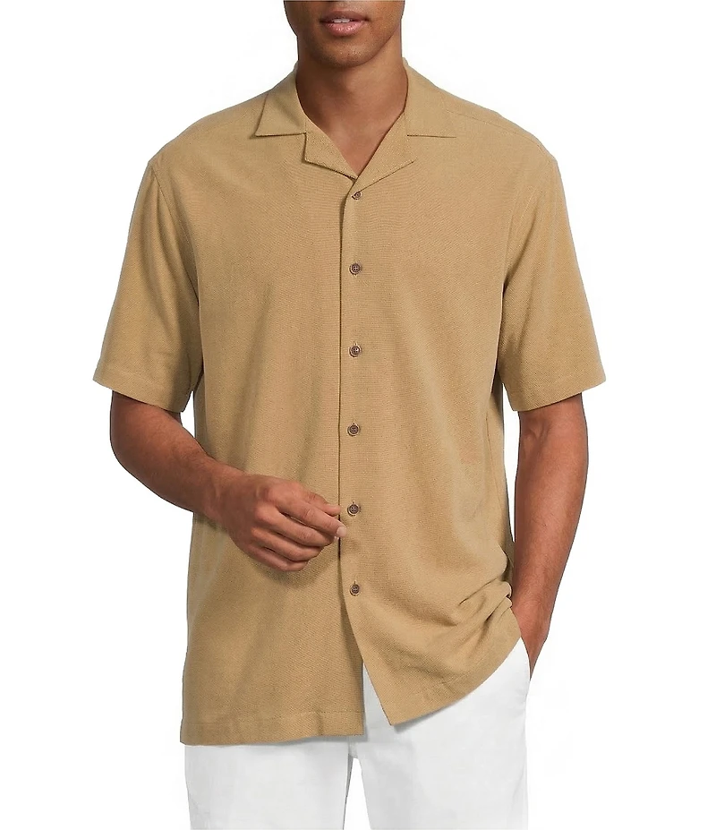 Roundtree & Yorke Short Sleeve Solid Polynosic Camp Sport Shirt