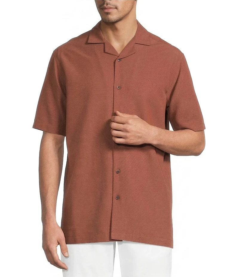 Roundtree & Yorke Short Sleeve Solid Polynosic Camp Sport Shirt