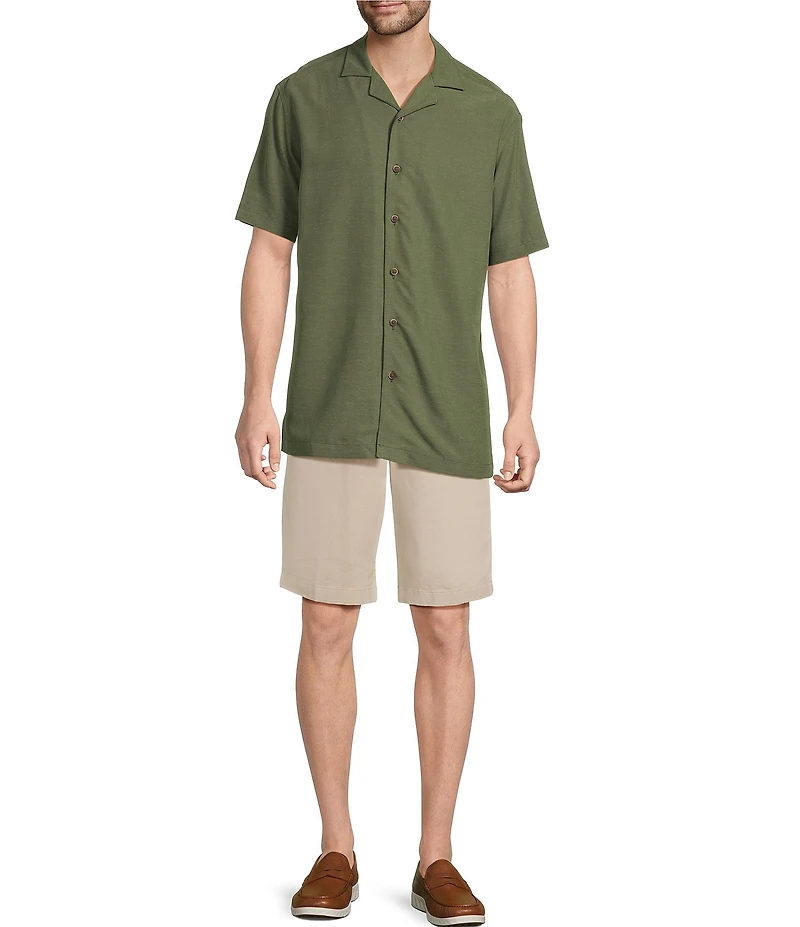 Roundtree & Yorke Short Sleeve Solid Polynosic Camp Sport Shirt