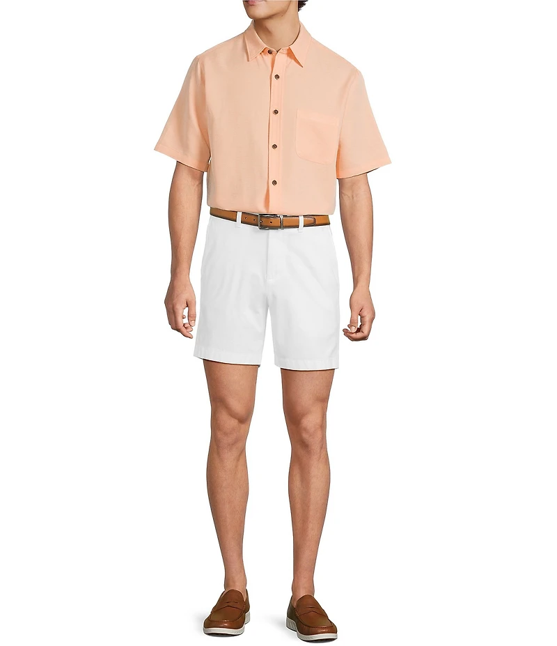 Roundtree & Yorke Short Sleeve Solid Polynosic Slub Sport Shirt