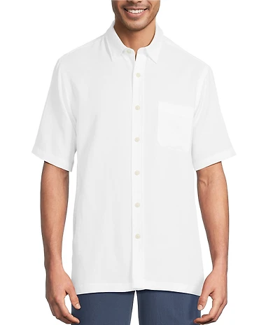 Roundtree & Yorke Short Sleeve Solid Polynosic Slub Sport Shirt