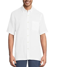 Roundtree & Yorke Short Sleeve Solid Polynosic Slub Sport Shirt