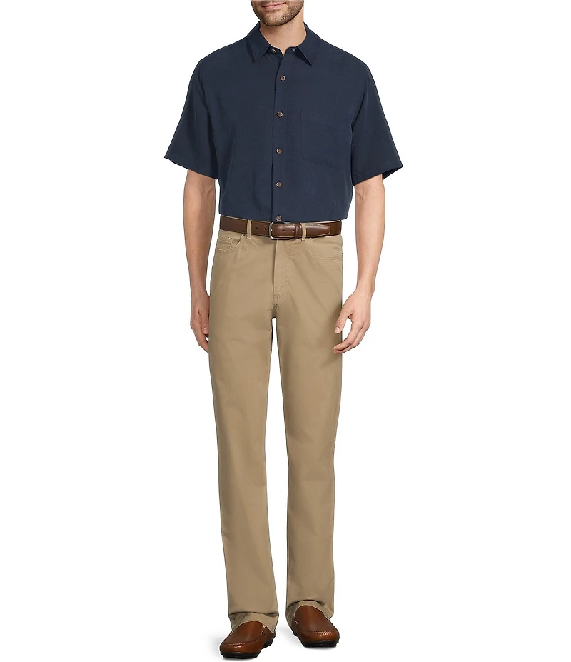 Roundtree & Yorke Short Sleeve Solid Polynosic Slub Sport Shirt