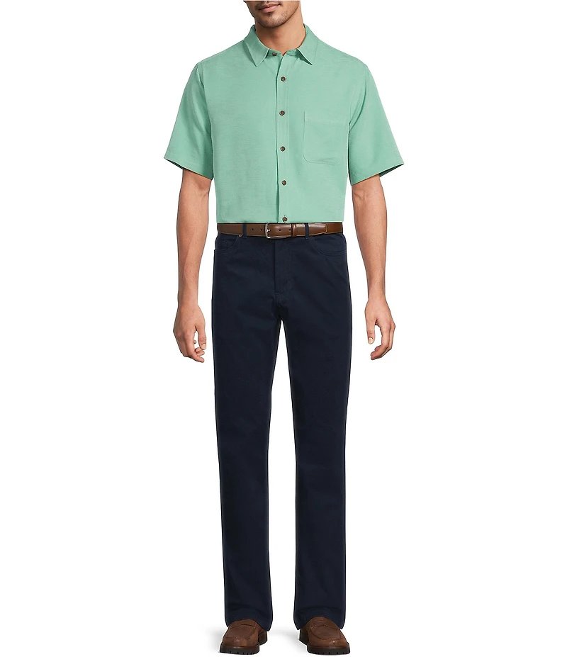 Roundtree & Yorke Short Sleeve Solid Polynosic Slub Sport Shirt