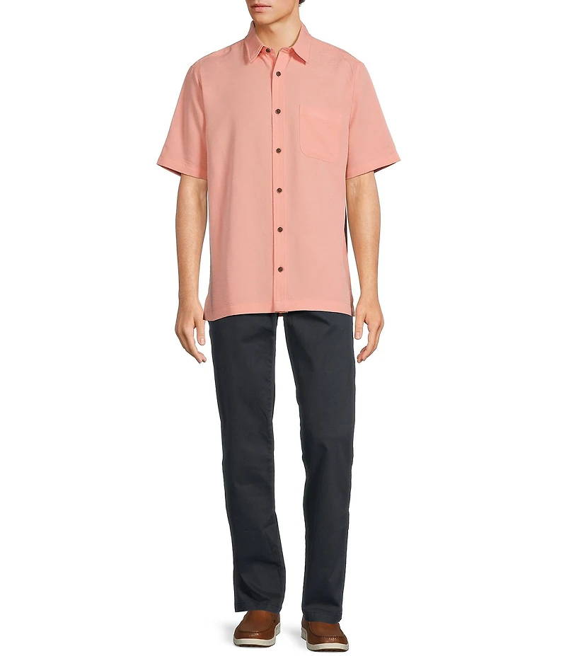 Roundtree & Yorke Short Sleeve Solid Slub Sport Shirt
