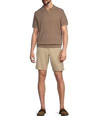 Roundtree & Yorke Short Sleeve Solid Textured Johnny Collar Knit Shirt