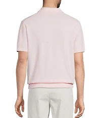 Roundtree & Yorke Short Sleeve Solid Textured Johnny Collar Knit Shirt