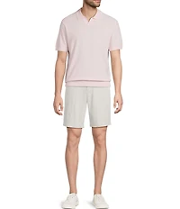 Roundtree & Yorke Short Sleeve Solid Textured Johnny Collar Knit Shirt