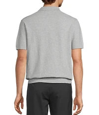 Roundtree & Yorke Short Sleeve Solid Textured Johnny Collar Knit Shirt