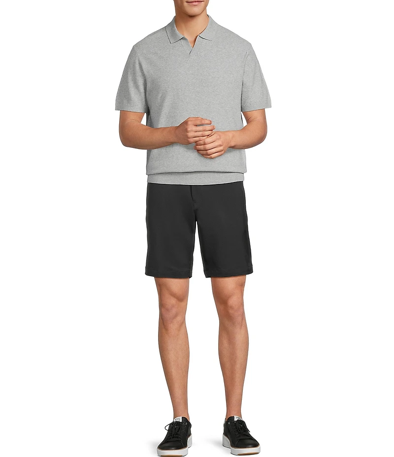 Roundtree & Yorke Short Sleeve Solid Textured Johnny Collar Knit Shirt