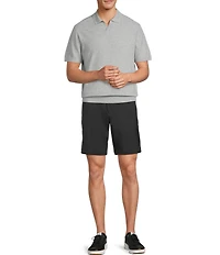 Roundtree & Yorke Short Sleeve Solid Textured Johnny Collar Knit Shirt