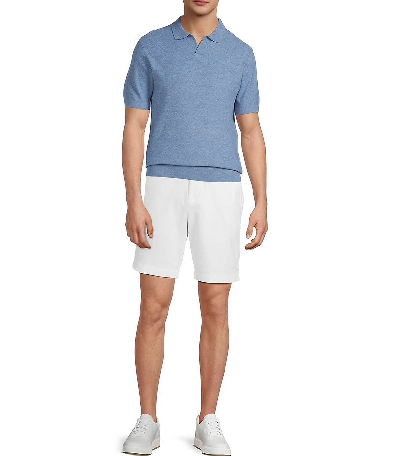 Roundtree & Yorke Short Sleeve Solid Textured Johnny Collar Knit Shirt