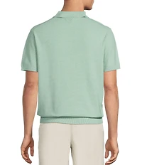 Roundtree & Yorke Short Sleeve Solid Textured Johnny Collar Knit Shirt