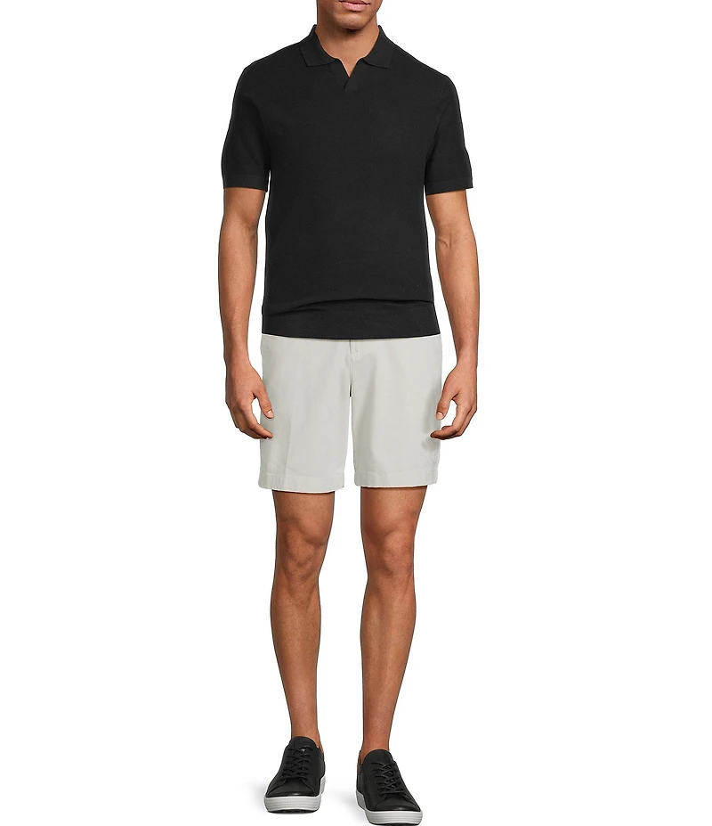 Roundtree & Yorke Short Sleeve Solid Textured Johnny Collar Knit Shirt