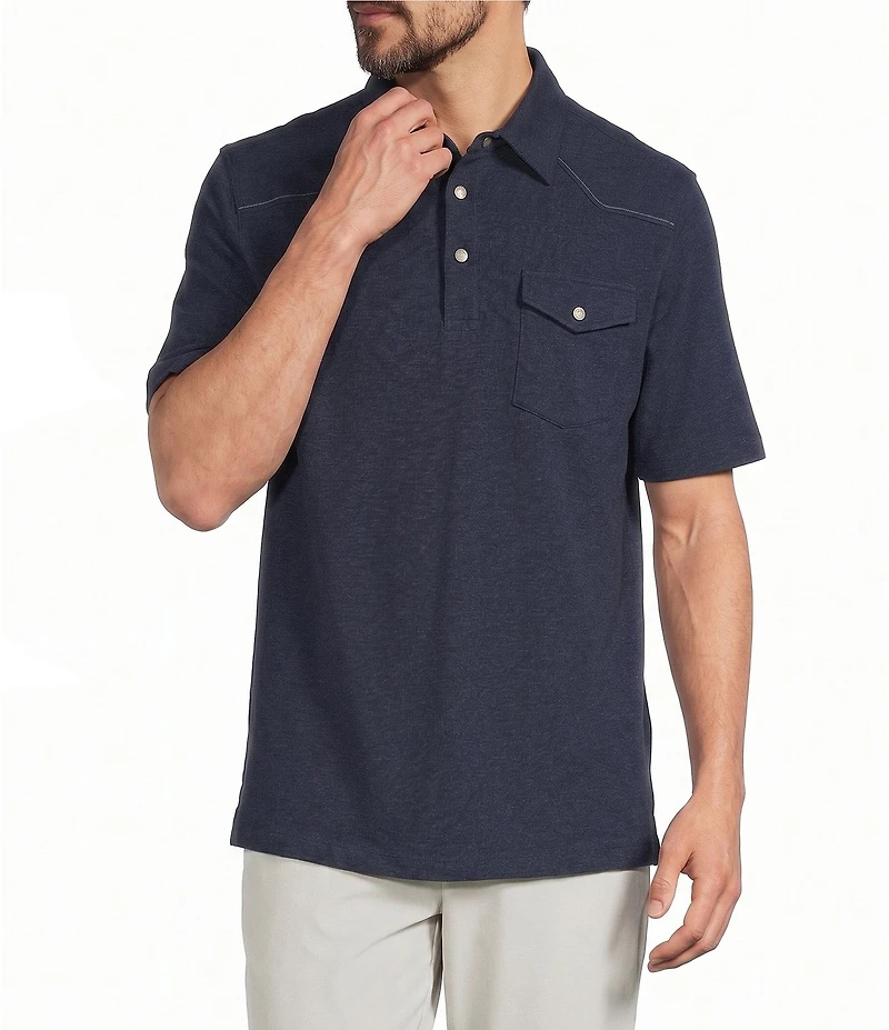Roundtree & Yorke Short Sleeve Solid Western Polo