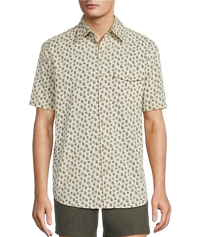 Roundtree & Yorke Short Sleeve Sprig Print Sport Shirt