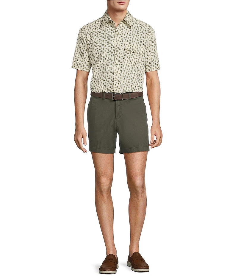 Roundtree & Yorke Short Sleeve Sprig Print Sport Shirt