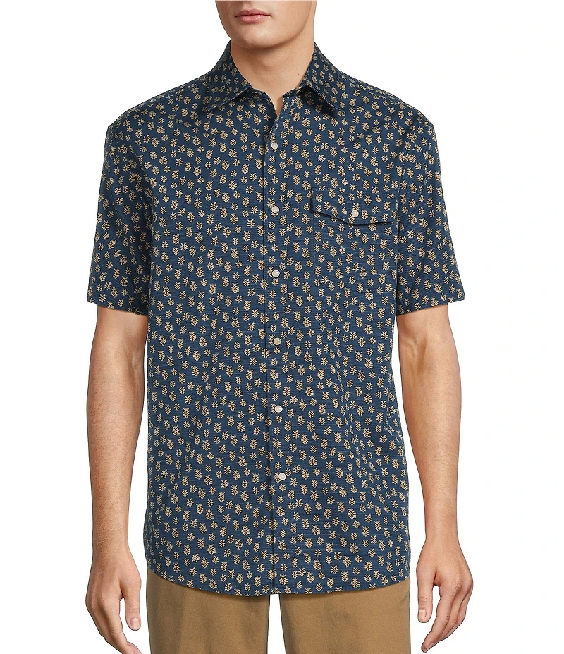 Roundtree & Yorke Short Sleeve Sprig Print Sport Shirt