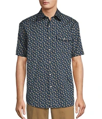 Roundtree & Yorke Short Sleeve Sprig Print Sport Shirt