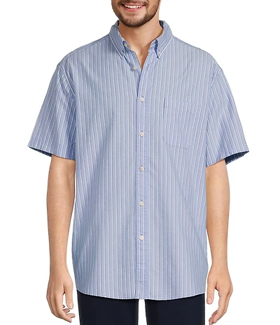 Roundtree & Yorke Short Sleeve Stripe Oxford Sport Shirt