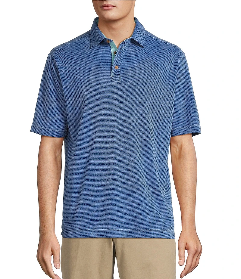 Roundtree & Yorke Short Sleeve Stripe Polynosic Polo Shirt