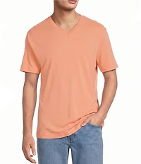 Roundtree & Yorke Short Sleeve Striped V-Neck Knit Shirt