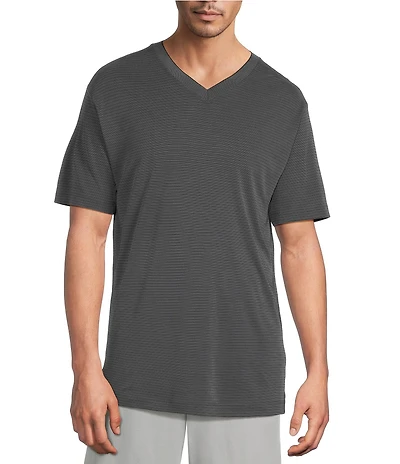 Roundtree & Yorke Short Sleeve Striped V-Neck Knit Shirt