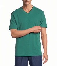 Roundtree & Yorke Short Sleeve Striped V-Neck Knit Shirt