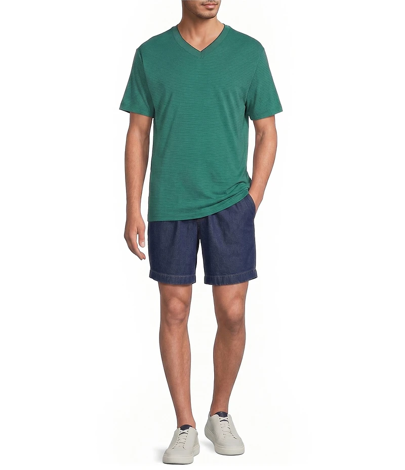Roundtree & Yorke Short Sleeve Striped V-Neck Knit Shirt