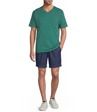 Roundtree & Yorke Short Sleeve Striped V-Neck Knit Shirt
