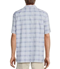 Roundtree & Yorke Short Sleeve Textured Plaid Sport Shirt