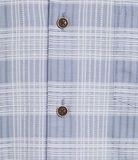 Roundtree & Yorke Short Sleeve Textured Plaid Sport Shirt