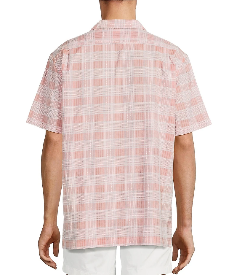 Roundtree & Yorke Short Sleeve Textured Plaid Sport Shirt