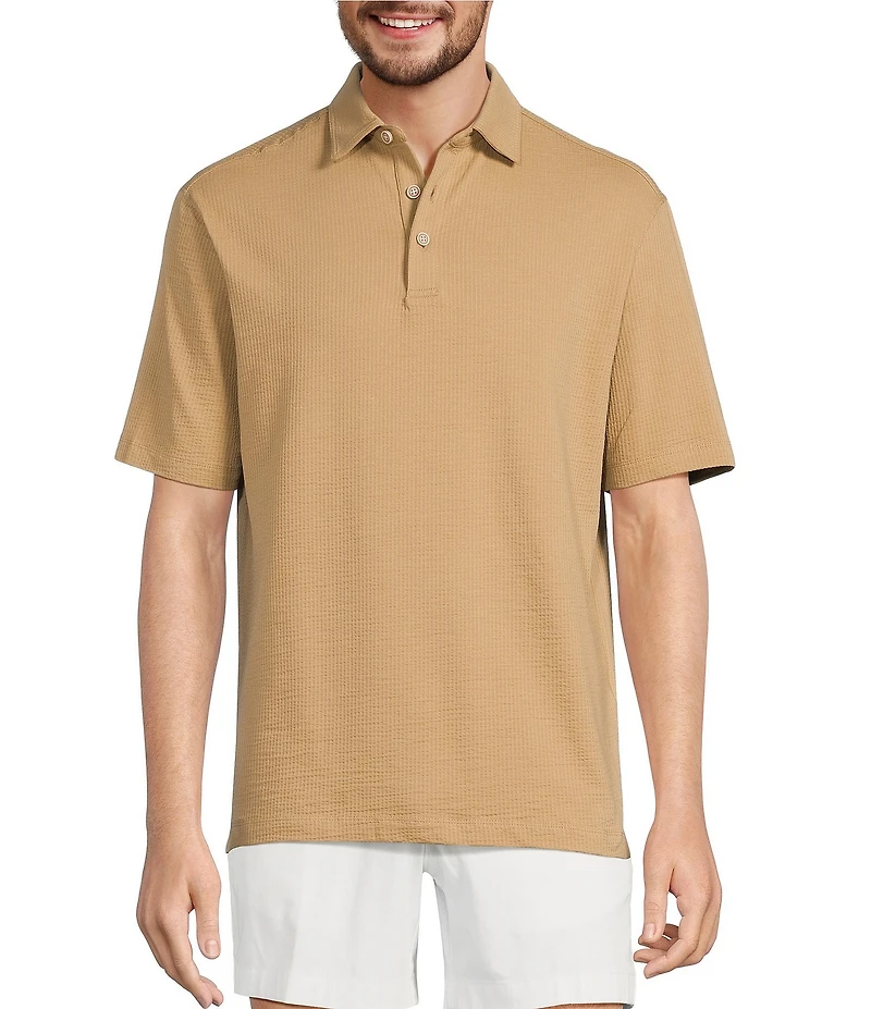 Roundtree & Yorke Short Sleeve Textured Solid Polo