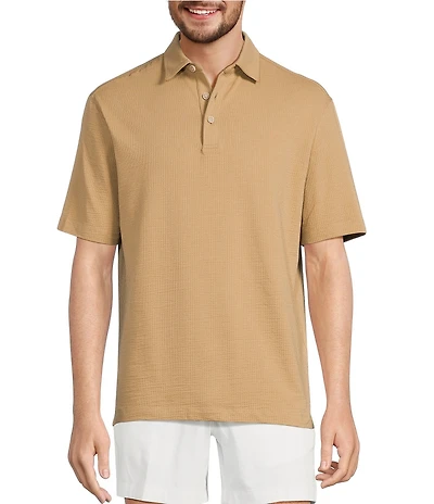 Roundtree & Yorke Short Sleeve Textured Solid Polo