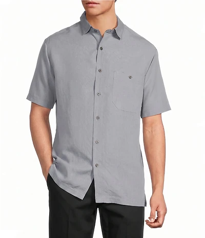 Roundtree & Yorke Short Sleeve Textured Solid Sport Shirt
