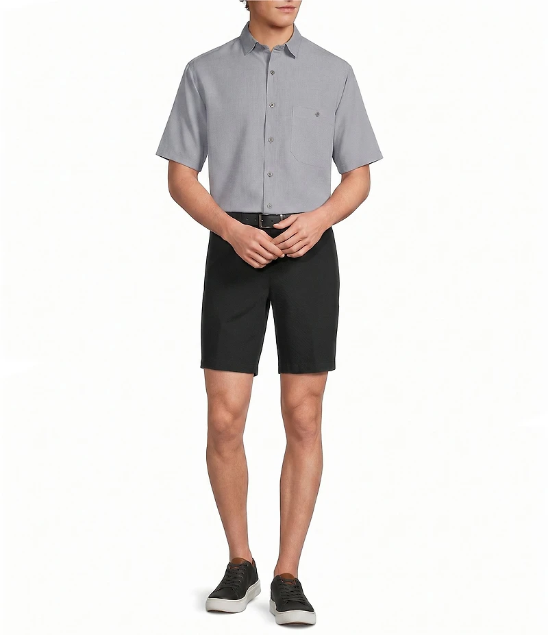 Roundtree & Yorke Short Sleeve Textured Solid Sport Shirt