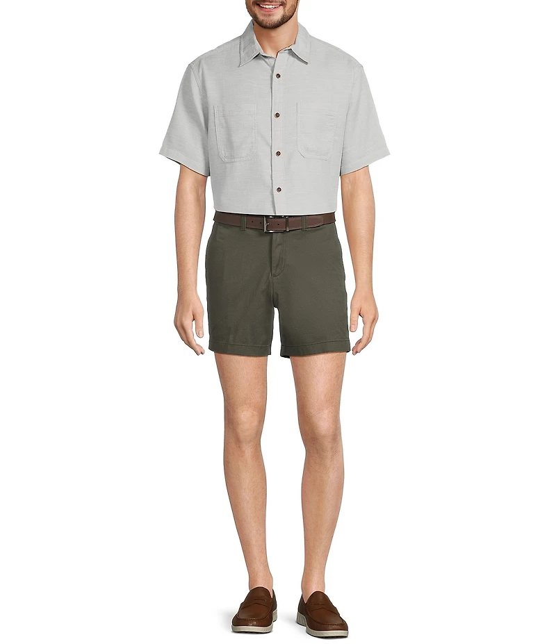 Roundtree & Yorke Short Sleeve Textured Solid Sport Shirt