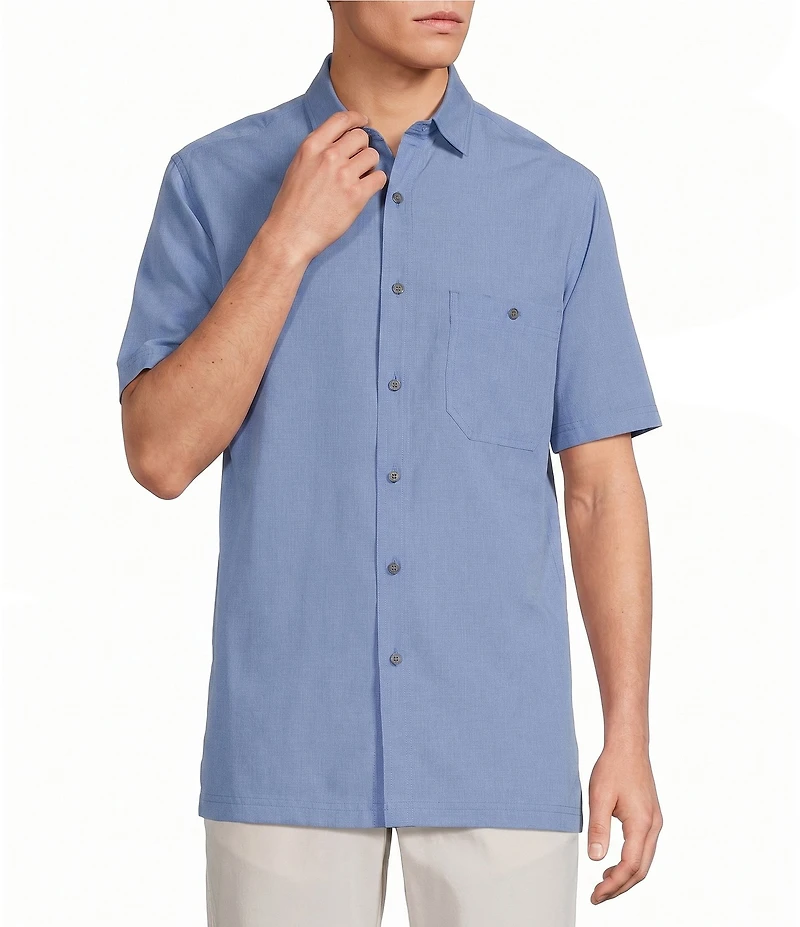 Roundtree & Yorke Short Sleeve Textured Solid Sport Shirt