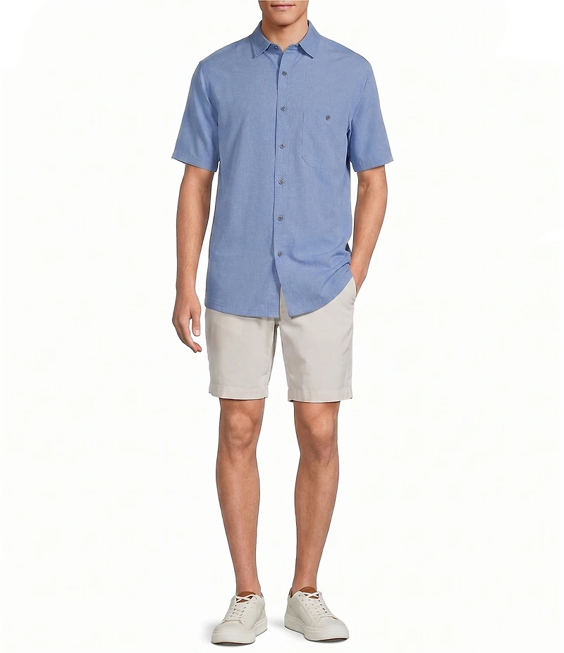 Roundtree & Yorke Short Sleeve Textured Solid Sport Shirt