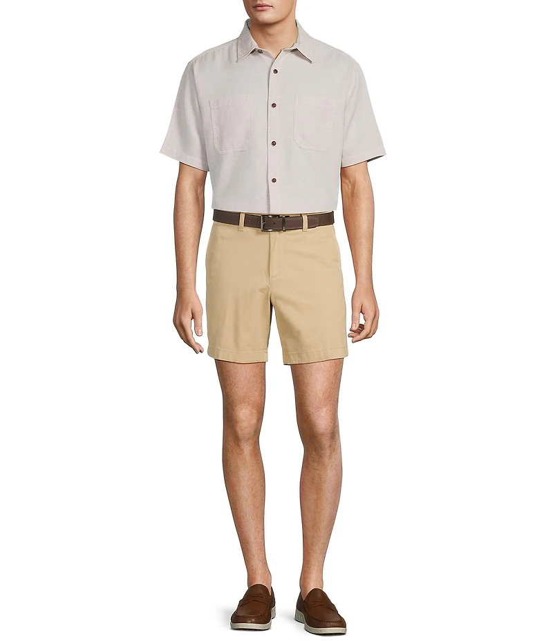 Roundtree & Yorke Short Sleeve Textured Solid Sport Shirt