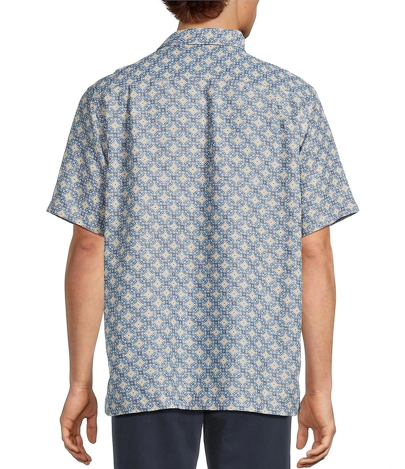 Roundtree & Yorke Short Sleeve Tile Geo Print Polynosic Sport Shirt