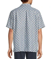 Roundtree & Yorke Short Sleeve Tile Geo Print Polynosic Sport Shirt